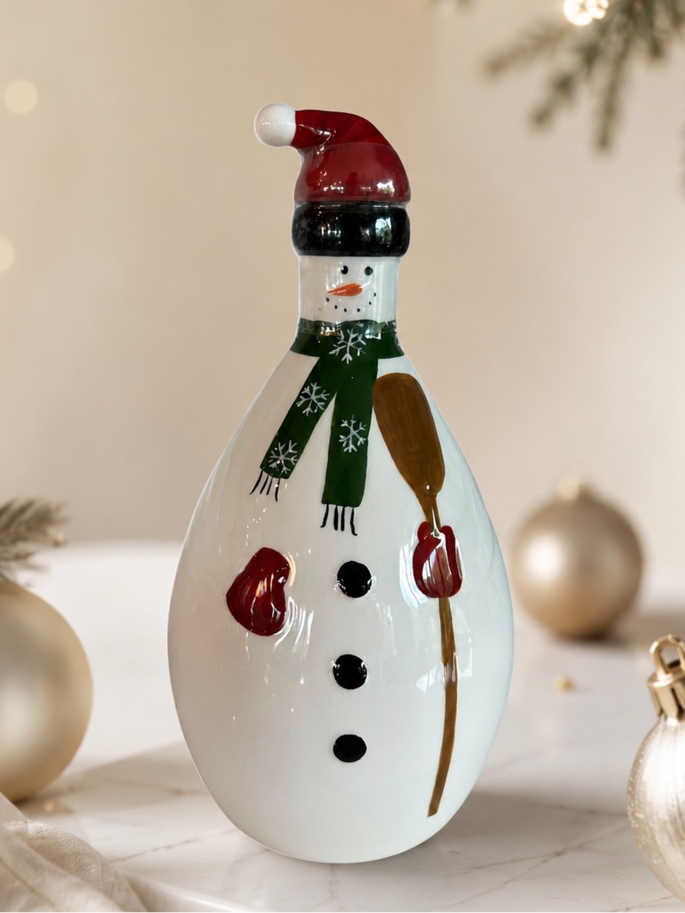 RARE Debbie Mumm Boston Warehouse Snowman Olive Oil Cruet 2003 NWT Festive